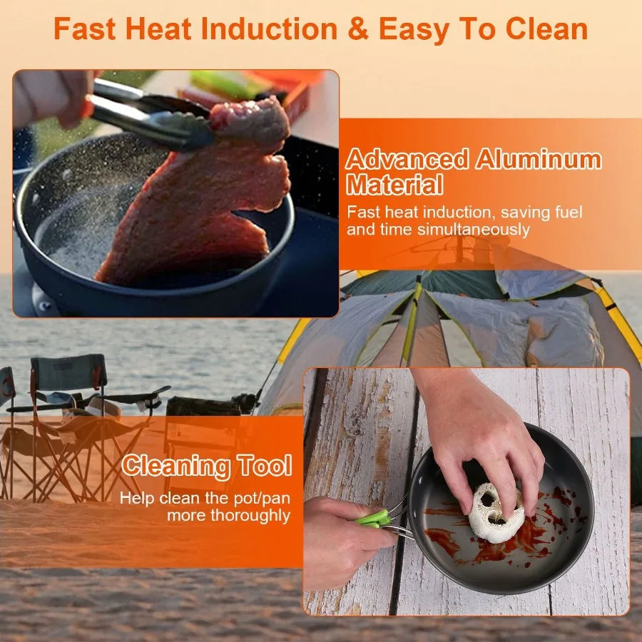 16-Piece Camping Cookware Set with Stove & Utensils