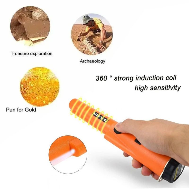 Handheld Metal Detector Pinpointer – 360° Waterproof Finder for Outdoor Treasure Hunting