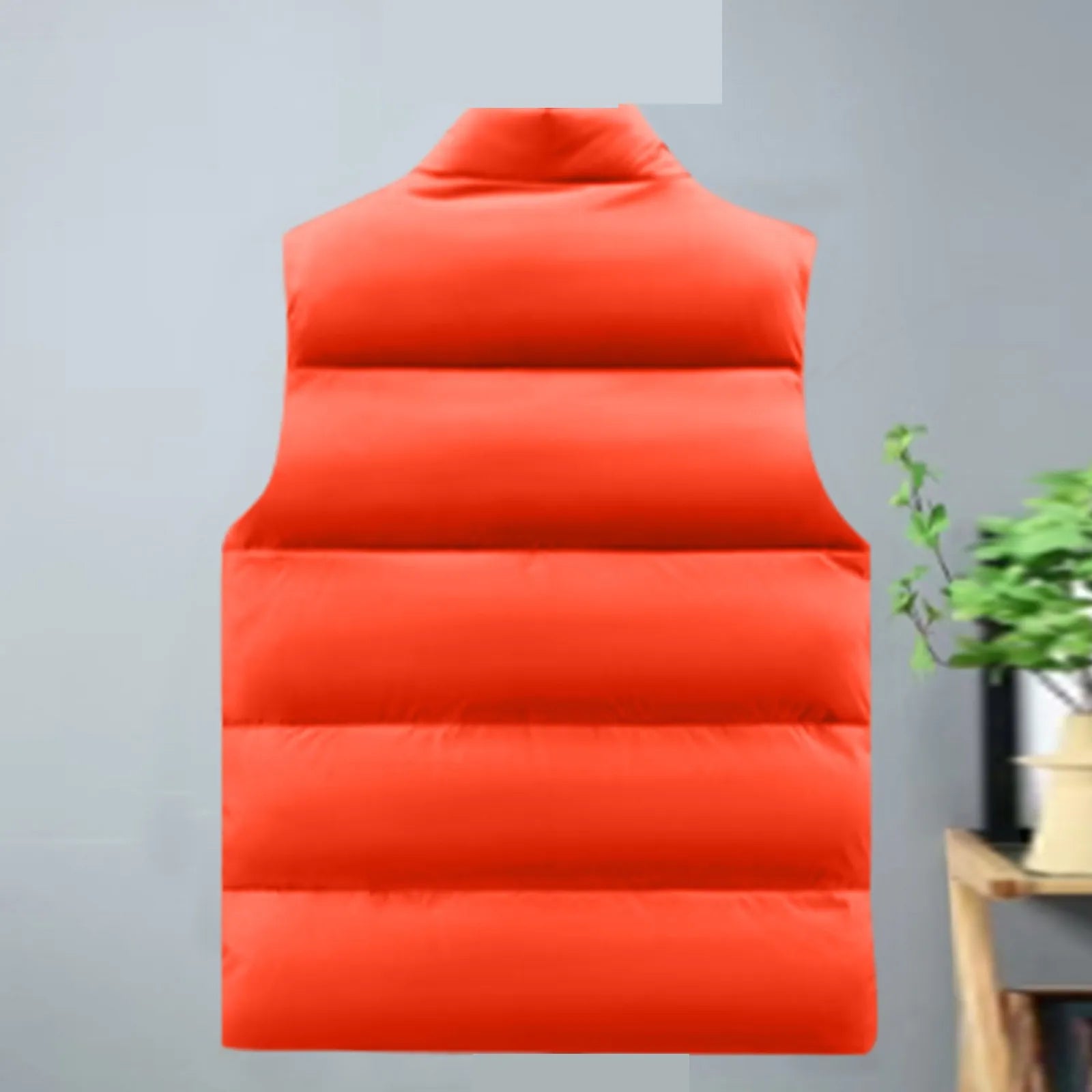 Men’s Winter Stand Collar Vest – Solid Color Zip-Up