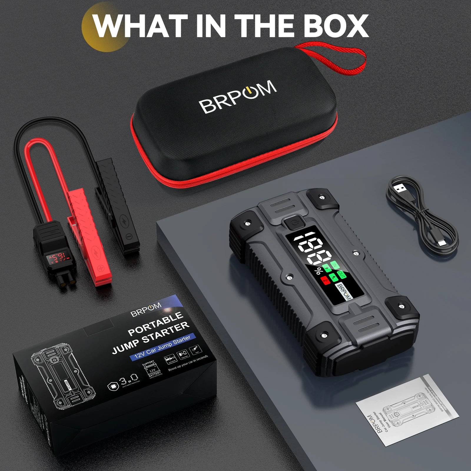 3000A–5000A Car Jump Starter & Power Bank for 12V Vehicles