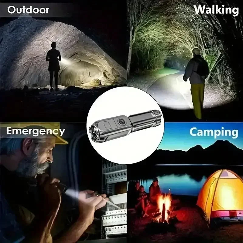 Super Bright Tactical LED Flashlight – 4 Modes, Zoomable, USB Rechargeable, Waterproof