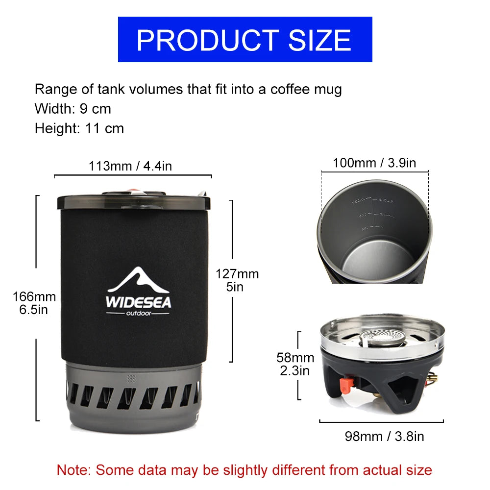 Widesea Camping Cooking System – Gas Stove with Heat Exchanger, Pot & Cup Set
