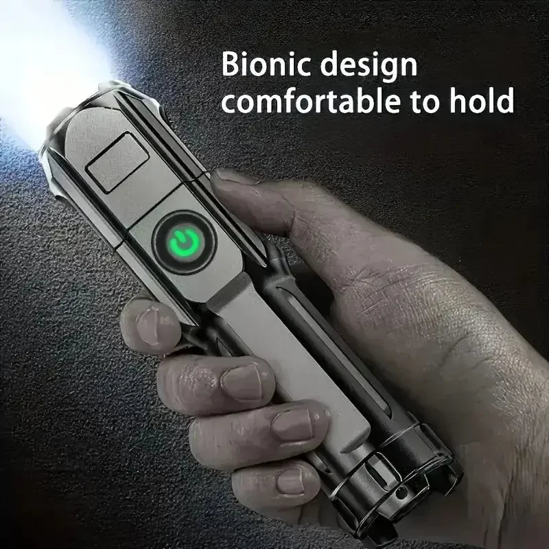 Super Bright Tactical LED Flashlight – 4 Modes, Zoomable, USB Rechargeable, Waterproof