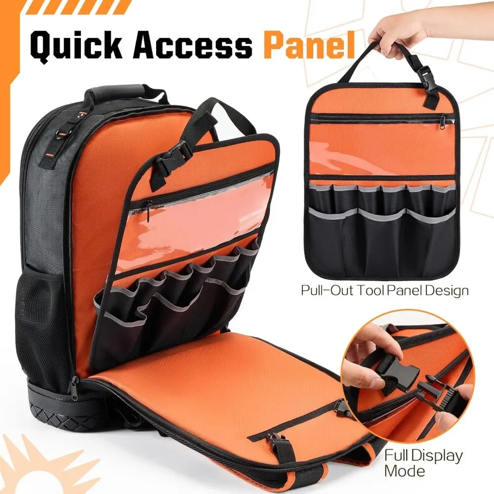 Heavy-Duty Black Tool Backpack – 1680D with Molded Base